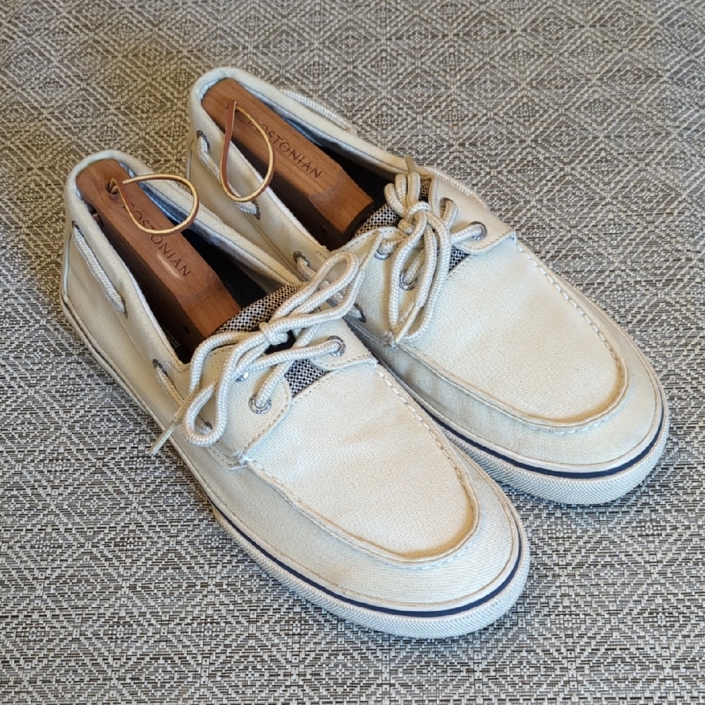 Sperry Men's Cream Canvas Boat Shoes